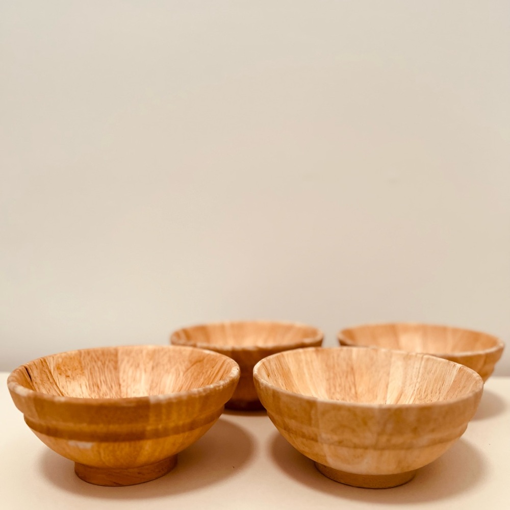 VINTAGE DANSK BLEACH TEAK WOOD MID-CENTURY BOWLS - SET OF 4 - MADE IN THAILAND - Picture 11 of 12